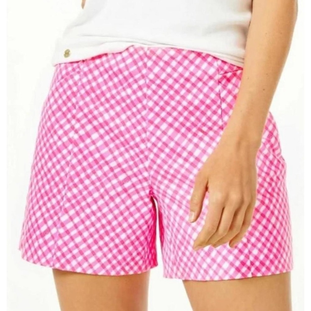 Lilly Pulitzer Arabeth Stretch Shorts Love Pink Potion Pink Gingham Check 12
